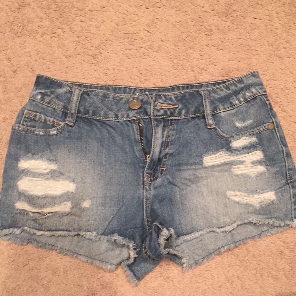 Light wash jean shorts